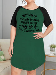  Casual Nightdress Women's Plus Raglan Sleeve Round Neck Sleep Dress