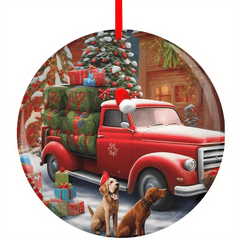 Car And Dog Pattern Christmas Tree Blessing DIY Acrylic Pendant