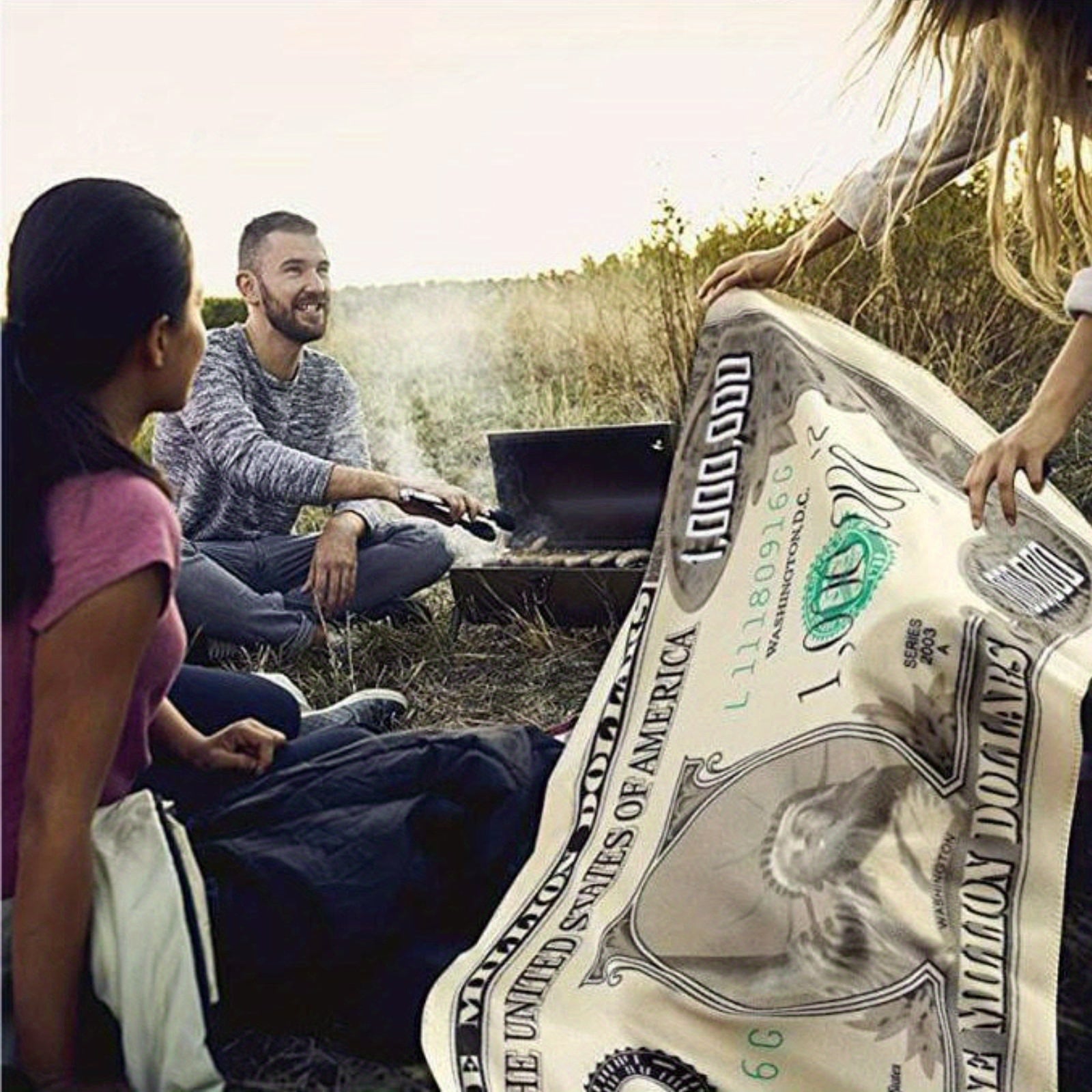 One Million Dollars Pattern Plush Blanket Soft Warm Comfortable Funny Pattern