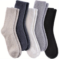 5 Pairs Fuzzy Slipper Socks Winter Cozy Warm Home Sleeping Socks