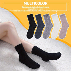 5 Pairs Fuzzy Slipper Socks Winter Cozy Warm Home Sleeping Socks