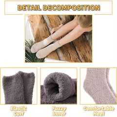 5 Pairs Fuzzy Slipper Socks Winter Cozy Warm Home Sleeping Socks