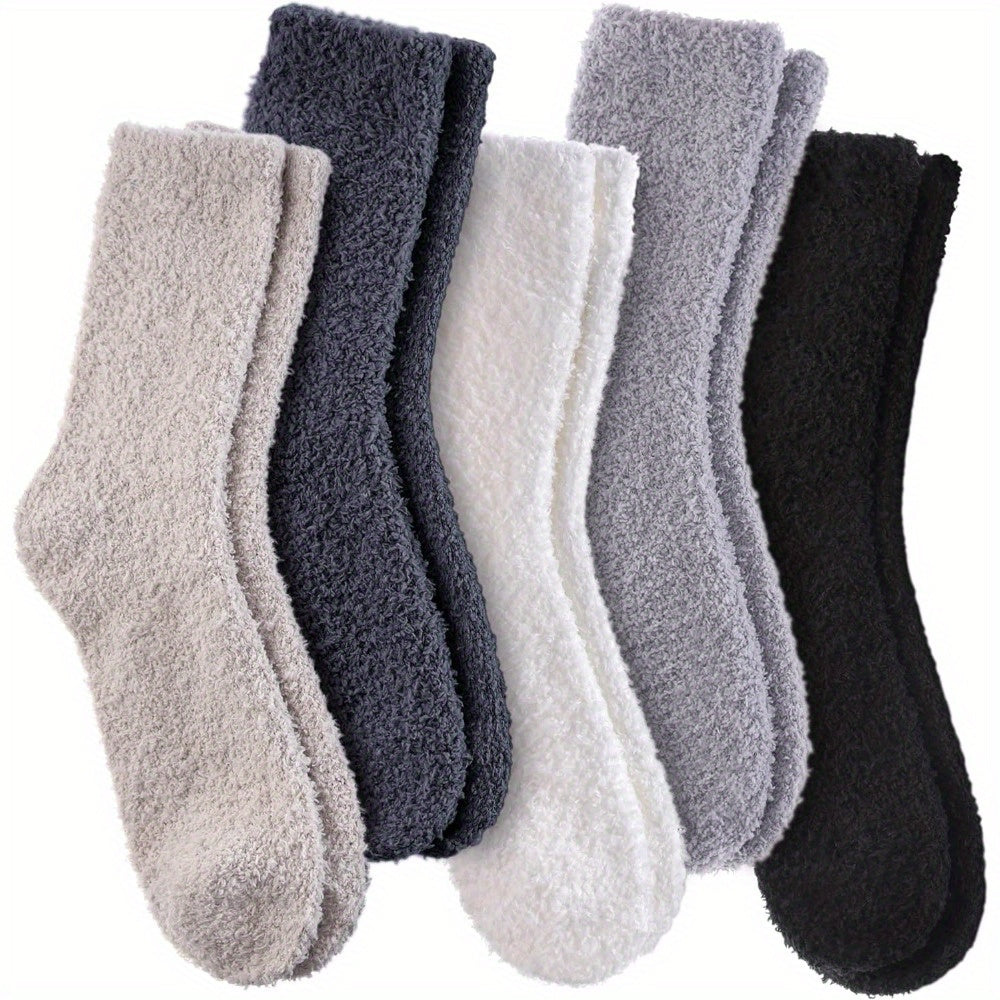 5 Pairs Fuzzy Slipper Socks Winter Cozy Warm Home Sleeping Socks