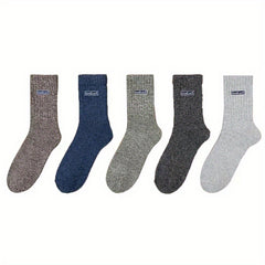 5 Pairs Men's Warm Wool Socks Thermal Cold Proof Crew Socks