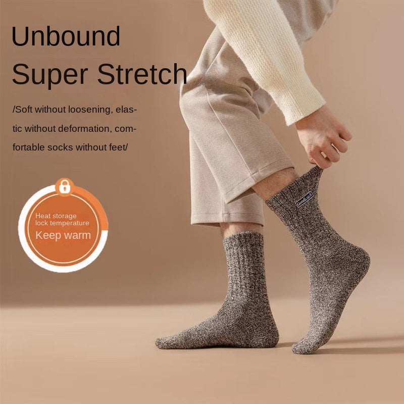 5 Pairs Men's Warm Wool Socks Thermal Cold Proof Crew Socks