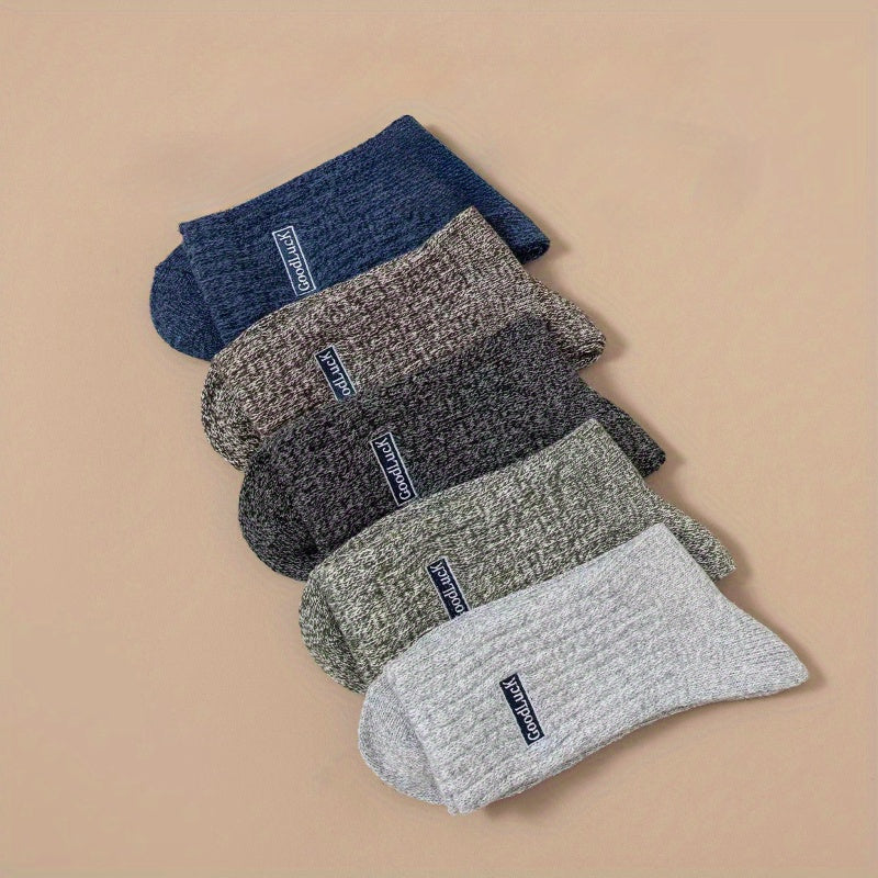 5 Pairs Men's Warm Wool Socks Thermal Cold Proof Crew Socks