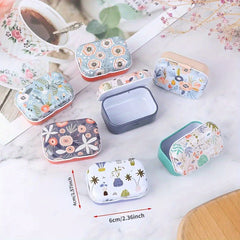 Mini Iron Box Floral Pattern Jewelry Coin Box Home Decor Christmas Gift