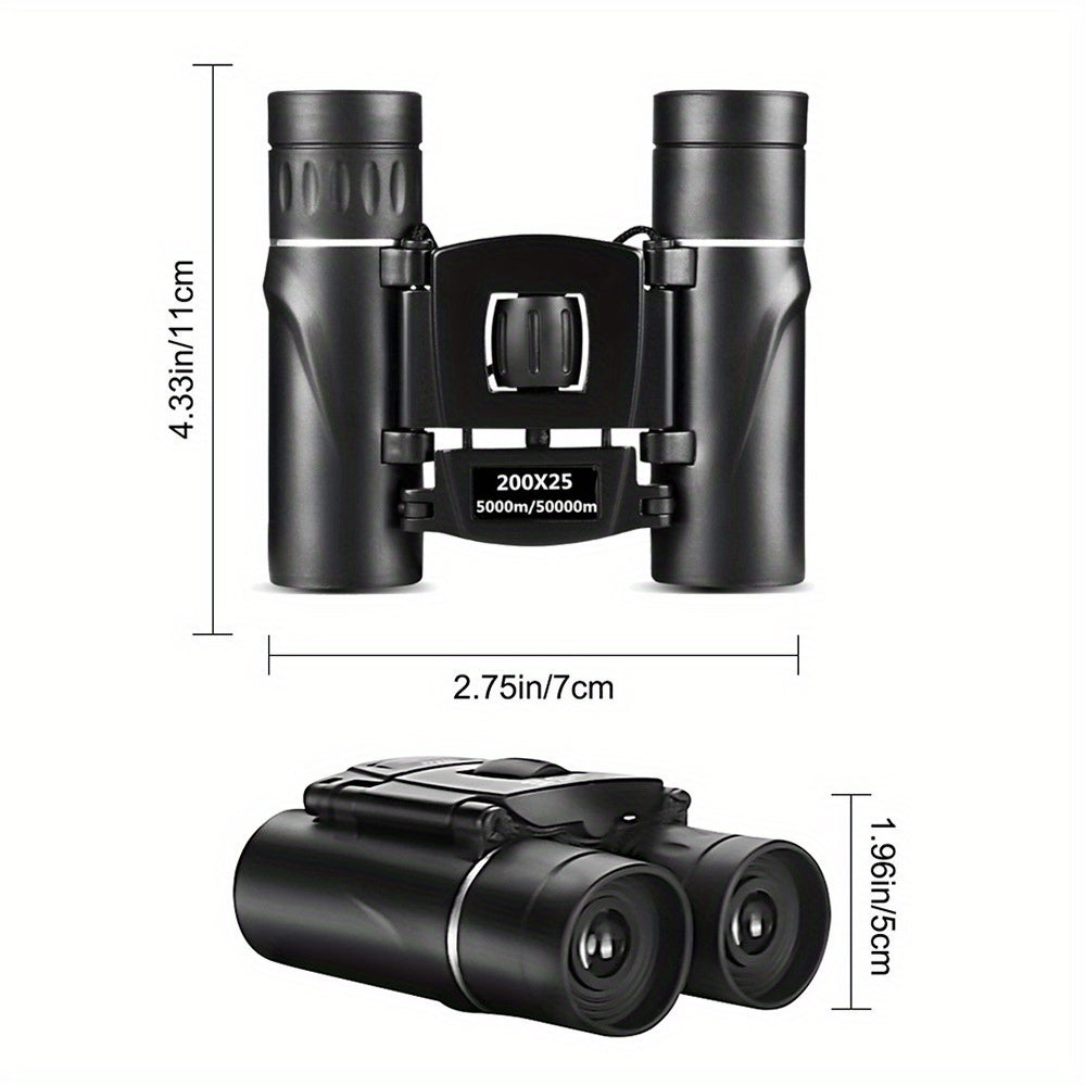 Portable Zoom Binoculars 200x25 HD Compact Long Range Folding Telescope