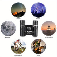 Portable Zoom Binoculars 200x25 HD Compact Long Range Folding Telescope