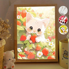 Cross Stitch Kit Cat Strawberry Pattern Embroidery Set
