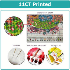 Cross Stitch Kit Cat Strawberry Pattern Embroidery Set