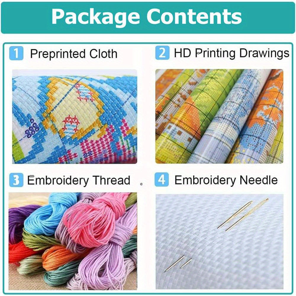 Cross Stitch Kit Cat Strawberry Pattern Embroidery Set