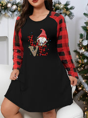  Christmas Casual Loungewear Dress Women's Plus String Lights & Gnome