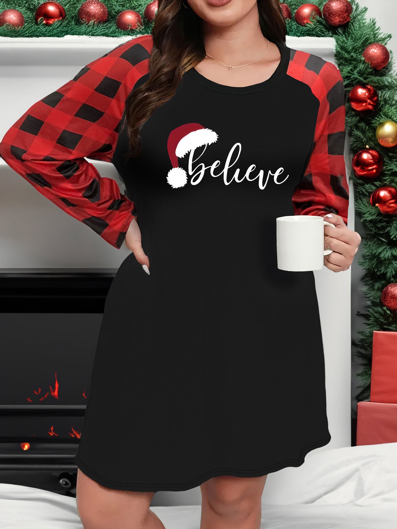  Christmas Loungewear Dress Women's Plus Casual Nightdress