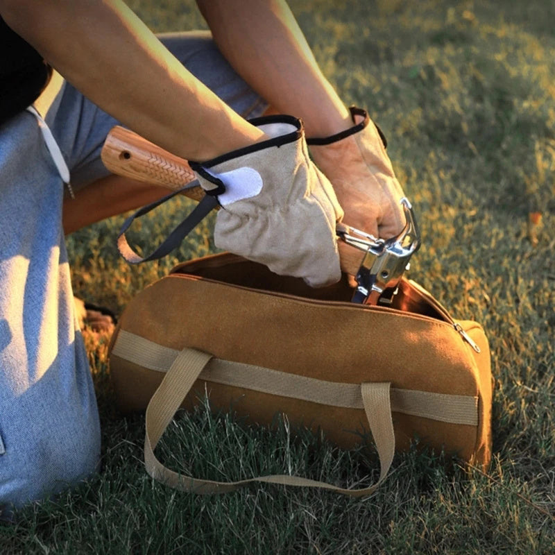 Portable Ground Nail Bag Hammer Tent Ground Nail Wind Rope Canvas Storage Bag