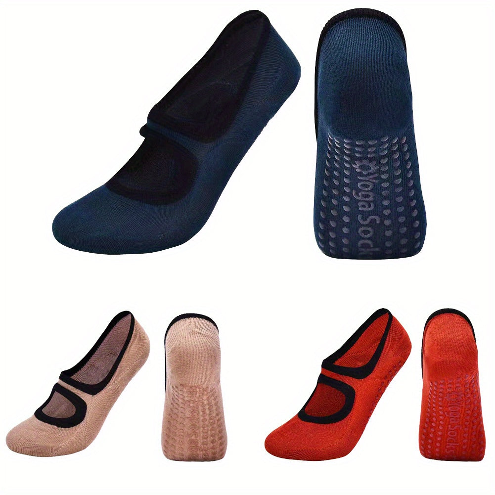 3 Pairs Women's Strap Anti slip Yoga Socks