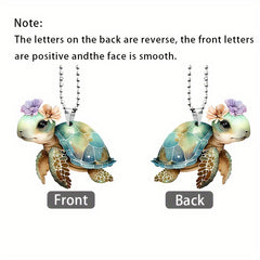 Acrylic Flower Turtle Pendant Keychain Bag Car Charm