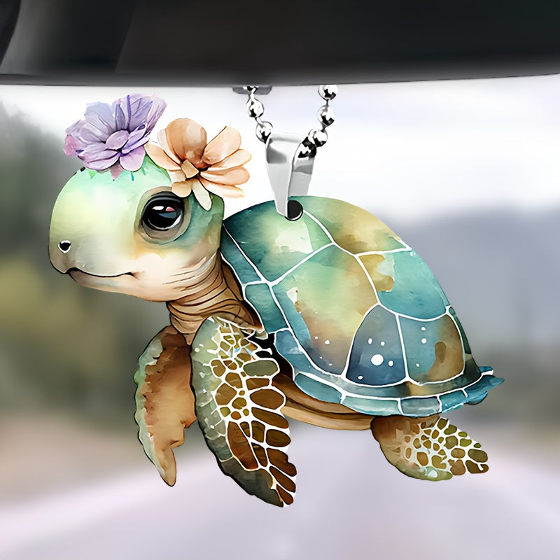 Acrylic Flower Turtle Pendant Keychain Bag Car Charm