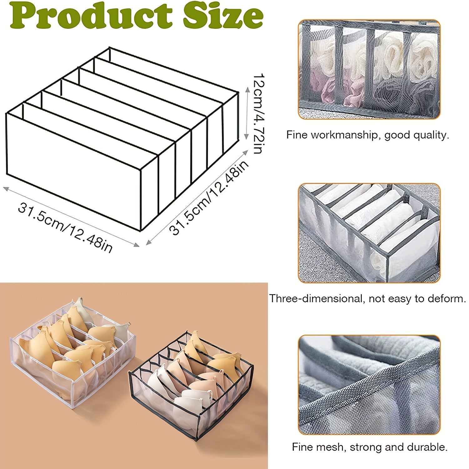 Bra Drawer Organizers 6 Grids Underwear Wardrobe Organizers