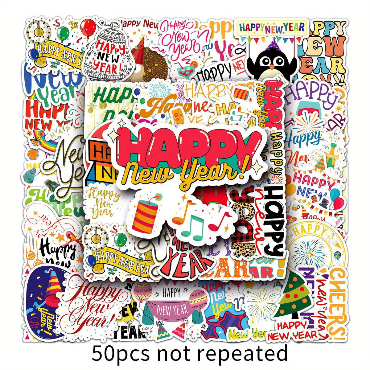 50pcs Year Happy Inspiration Blessings Decorative Stickers