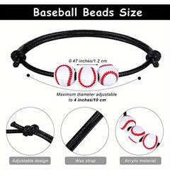 2 Pcs Baseball Bracelets Braid Beads Adjustable Charms Sports Birthday Favors