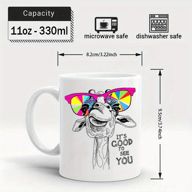 11oz Giraffe Fun Coffee Cup Ceramic Cup Hot/Cold Drinks Novelty Gift
