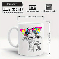 11oz Giraffe Fun Coffee Cup Ceramic Cup Hot/Cold Drinks Novelty Gift