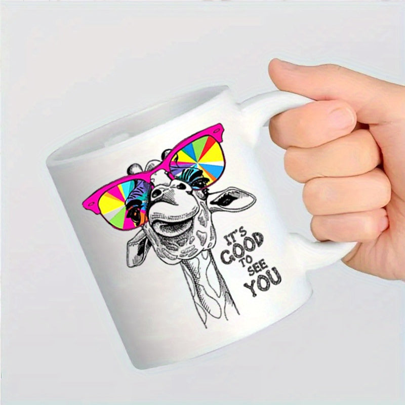 11oz Giraffe Fun Coffee Cup Ceramic Cup Hot/Cold Drinks Novelty Gift