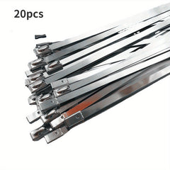20 Metal Zip Ties 29.97 cm Steel Heavy Duty Self-locking Cable Ties