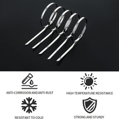 20 Metal Zip Ties 29.97 cm Steel Heavy Duty Self-locking Cable Ties