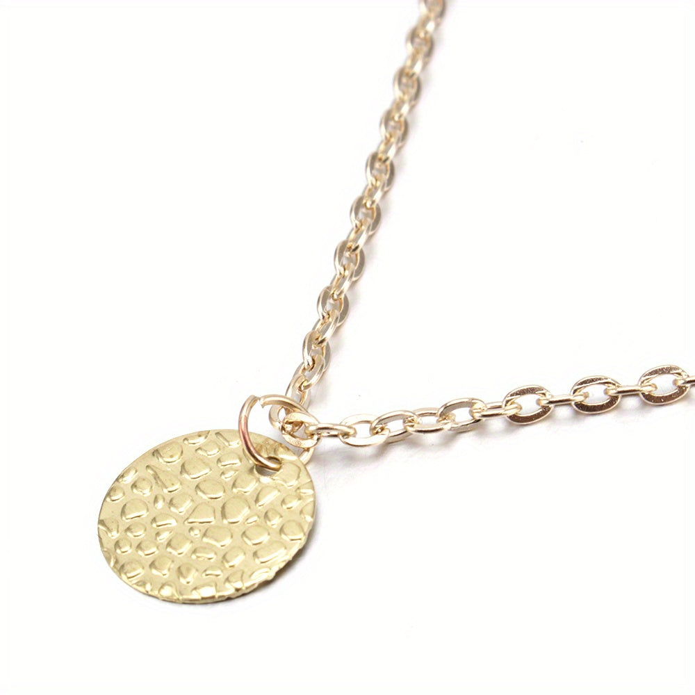 Golden Three Layer Chain Clavicle Collar Pendant Necklace for Holiday Party