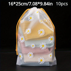 10pcs Transparent Storage Bags Drawstring Waterproof Cosmetics Makeup Pouch