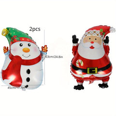 2pcs Christmas Party Balloon Set Santa Snowman Foil Mylar Balloon