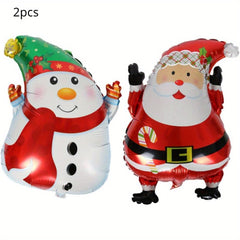 2pcs Christmas Party Balloon Set Santa Snowman Foil Mylar Balloon