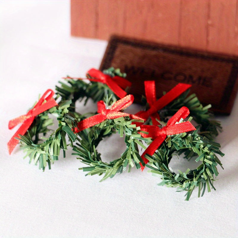 5pcs 1:12 Dollhouse Christmas Wreath Wall Hanging Mini Home Decor