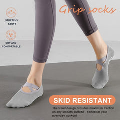 Women's Yoga Socks Non Slip Cross Strap Sports Socks Extra Grips