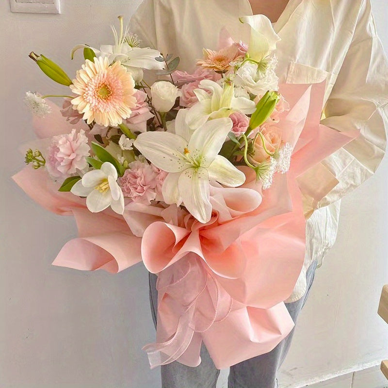 20 Sheets Bouquet Wrapping Paper Eucalyptus Solid Thick Waterproof Gift Bag