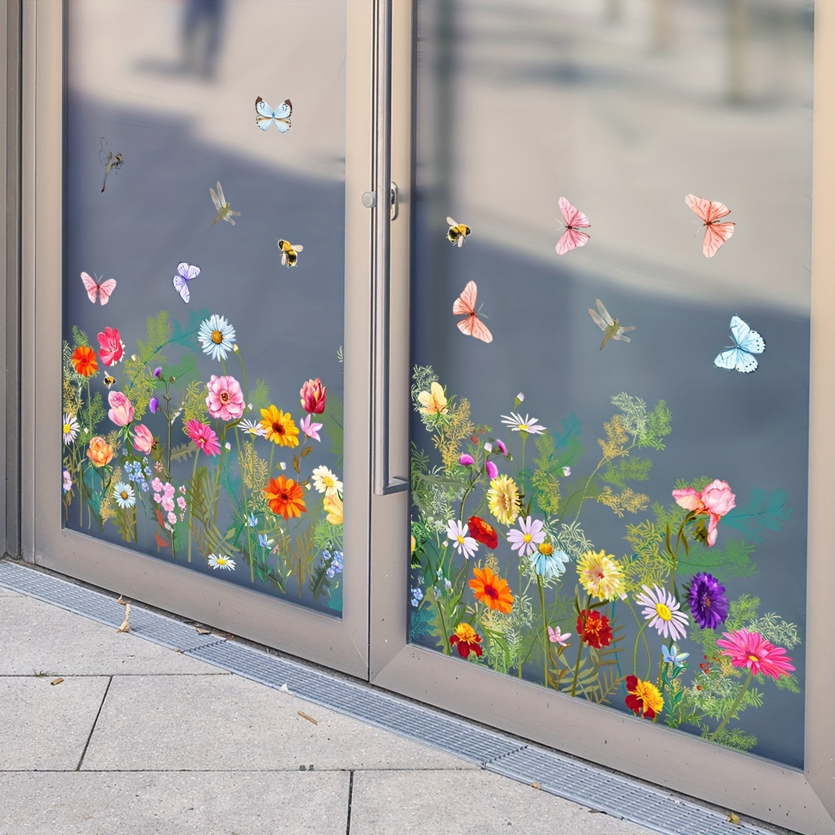 Plants Floral Butterfly Window Stickers Self-Adhesive Decorative Wall Stickers