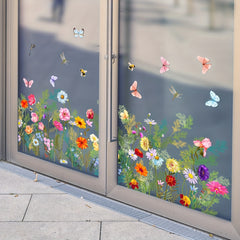 Plants Floral Butterfly Window Stickers Self-Adhesive Decorative Wall Stickers