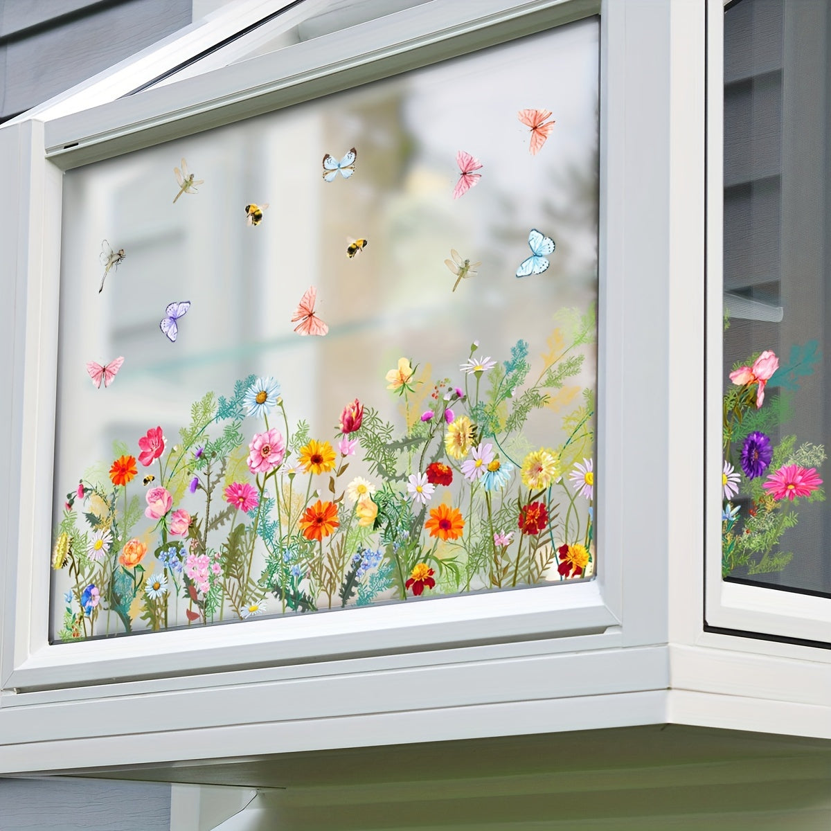 Plants Floral Butterfly Window Stickers Self-Adhesive Decorative Wall Stickers