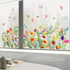 Plants Floral Butterfly Window Stickers Self-Adhesive Decorative Wall Stickers