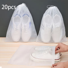 20pcs Portable Shoes Bag Non Woven Drawstring Shoes Bag Travel Storage Pouch