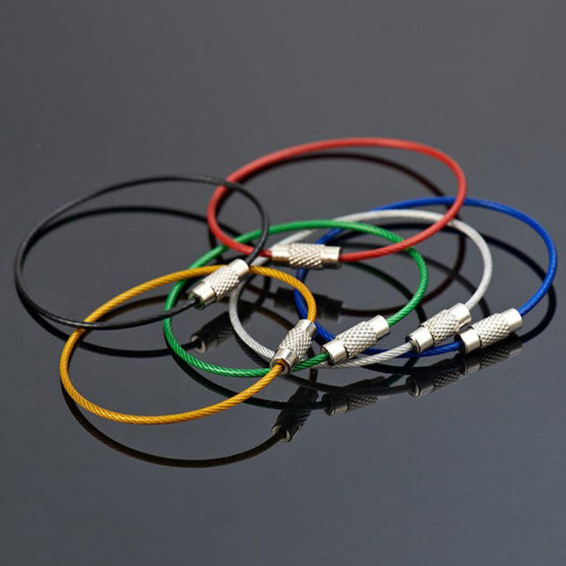 5pcs Stainless Steel Keychain Keyring with Screw Lock