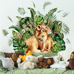 Cartoon Forest Animal Lion Wall Sticker - Bedroom Decor & Playful