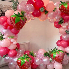127pcs Strawberry Party Balloon Garland Set Pink Theme Decoration
