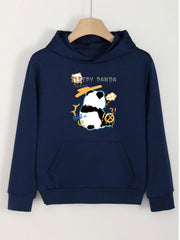 Girls Panda Pattern Hooded Sweatshirt Long Sleeve Comfy Pullover for Girls