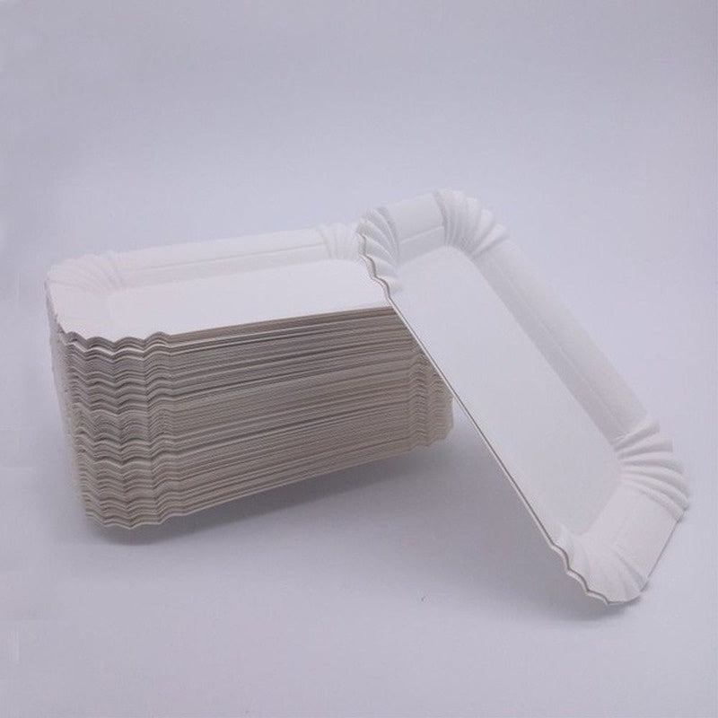 40pcs Rectangular Cake Trays Disposable Paper Plates Kitchen Supplies