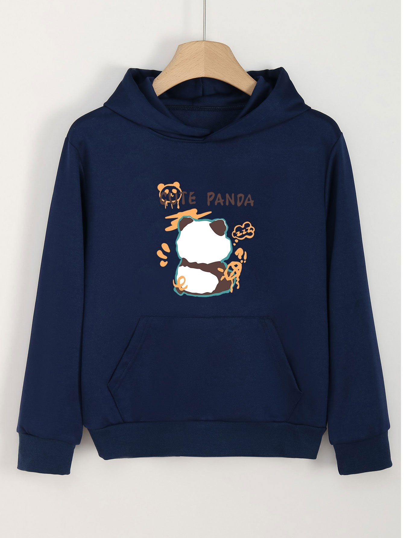 Girls Panda Pattern Hooded Sweatshirt Long Sleeve Pullover