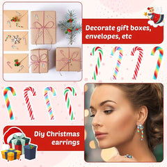 28pcs Rainbow Mini Faux Christmas Candy Cane Decorations DIY Crafts Sticker