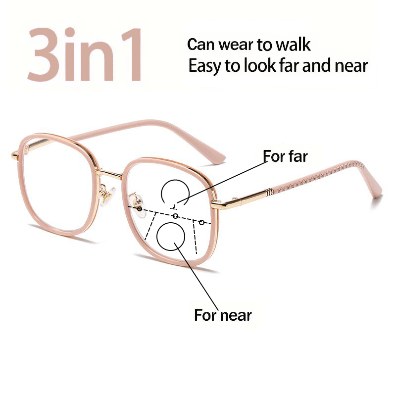 Metal Frame Progressive Lens Eyeglasses for Men Women